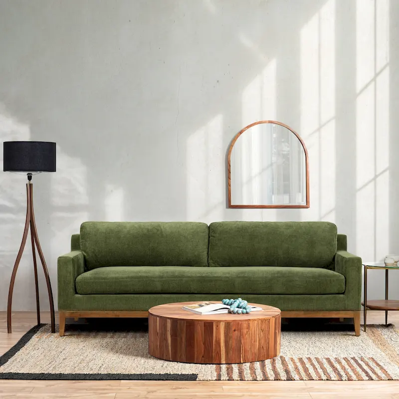 90 Sofa in Distressed Green Velvet
