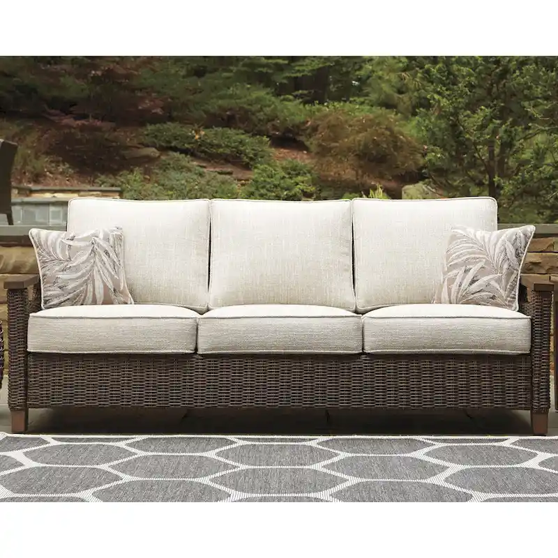Signature Design by Ashley Paradise Trail Medium Brown/Beige 3-Piece Outdoor Seating Package - 84.38 W x 34 D x 37 H