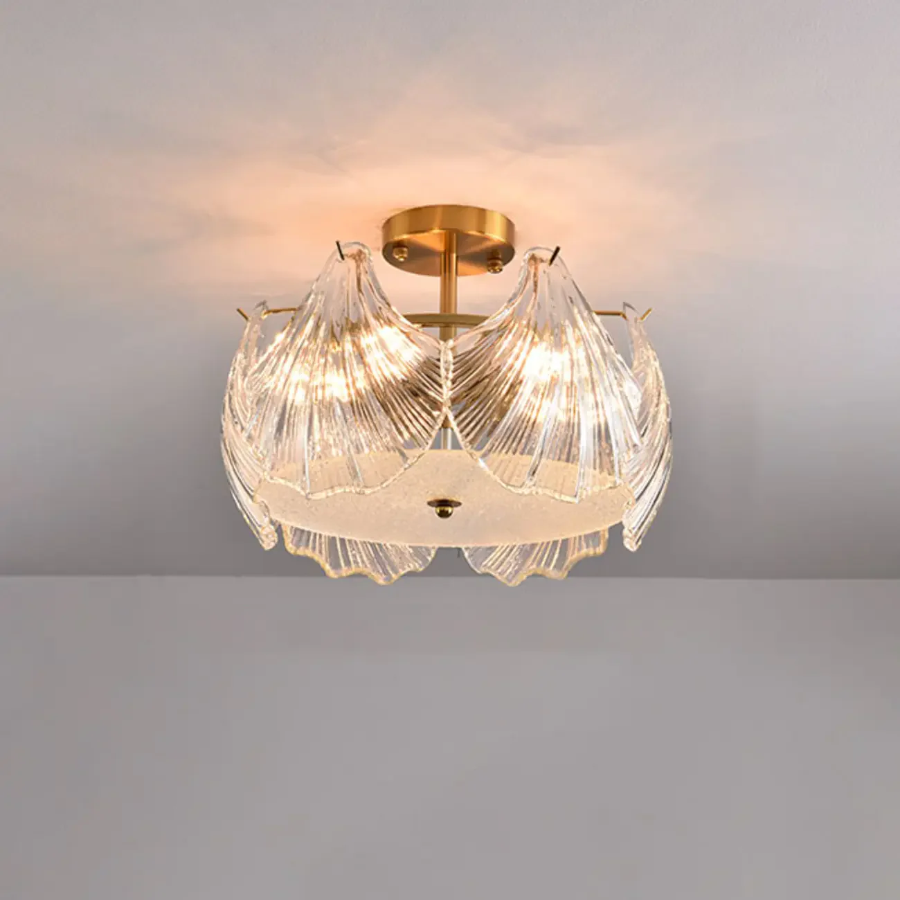 Luxury Living Room Ceiling Light with Glass Shell Shade