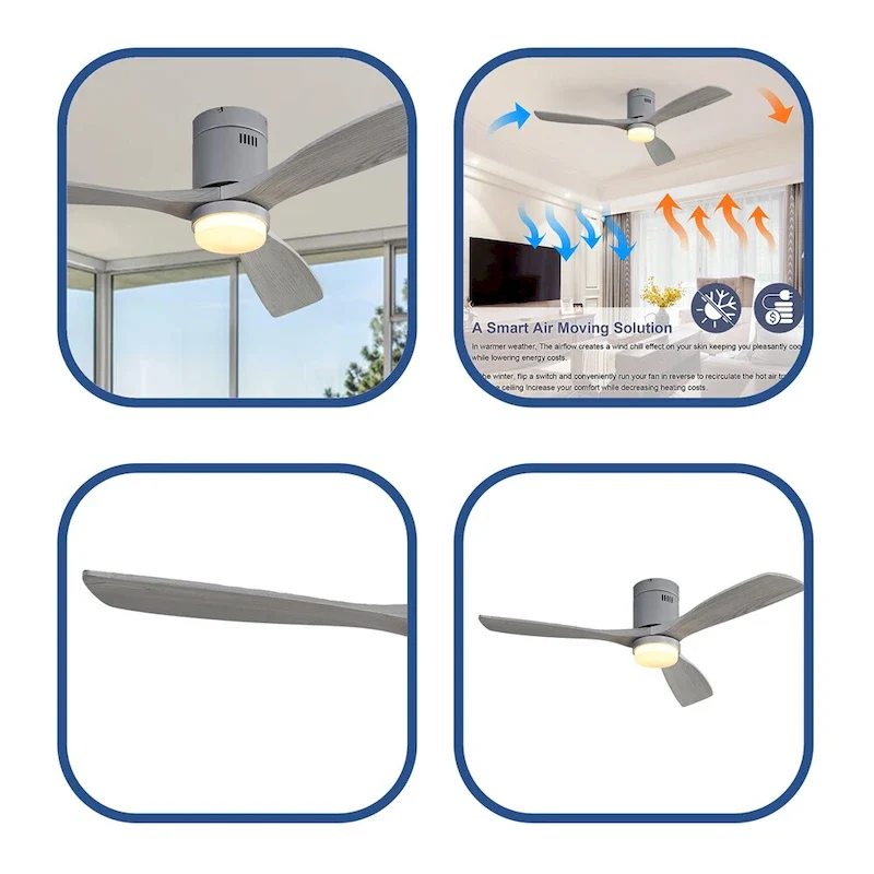 Ceiling Fan Light with 3 Wood Noiseless Fan Blade