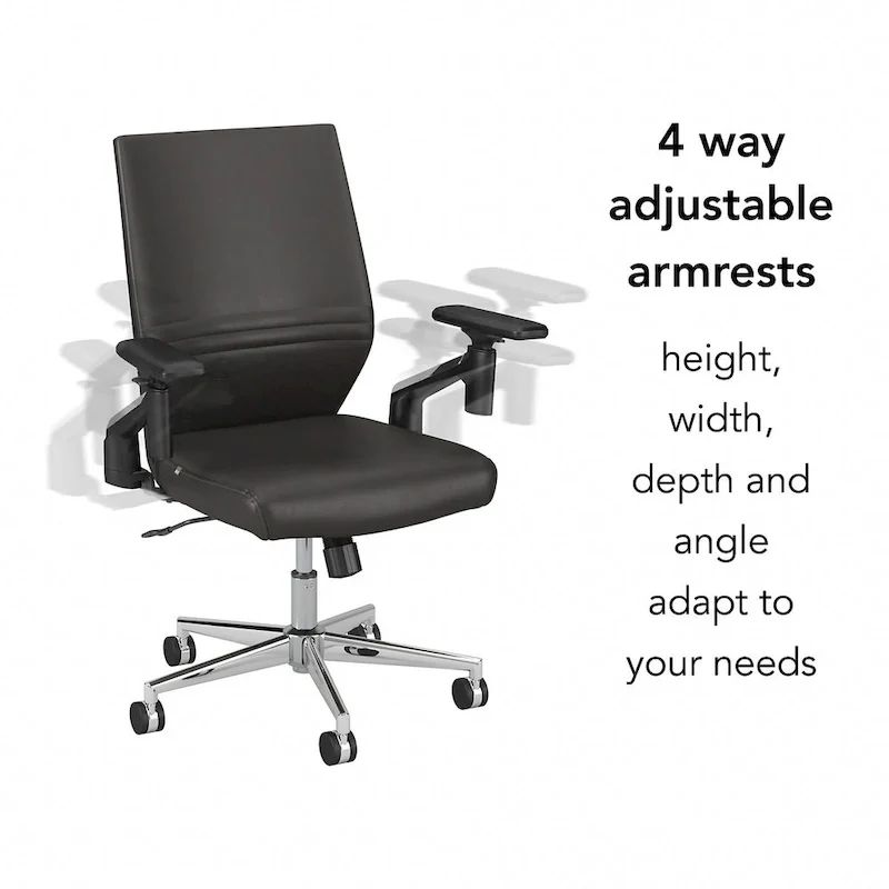 Cabot Mid Back Leather Office Chair by Bush Furniture