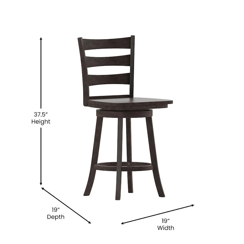 Ladderback Wooden Swivel Counter Stool with Footrest
