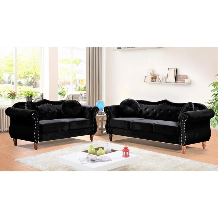Carbon Classic Nailhead Chesterfield 2 Piece Living Room Set