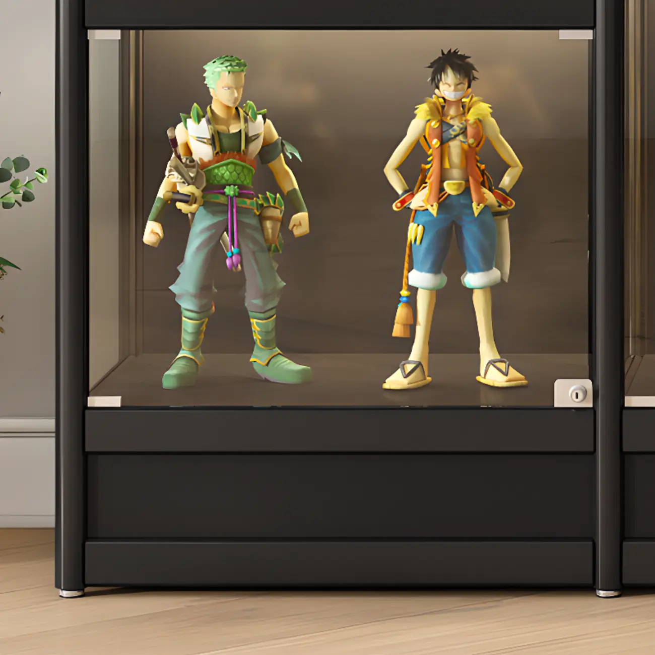 Adjustable Black Metal Shelf Glass Display Cabinet