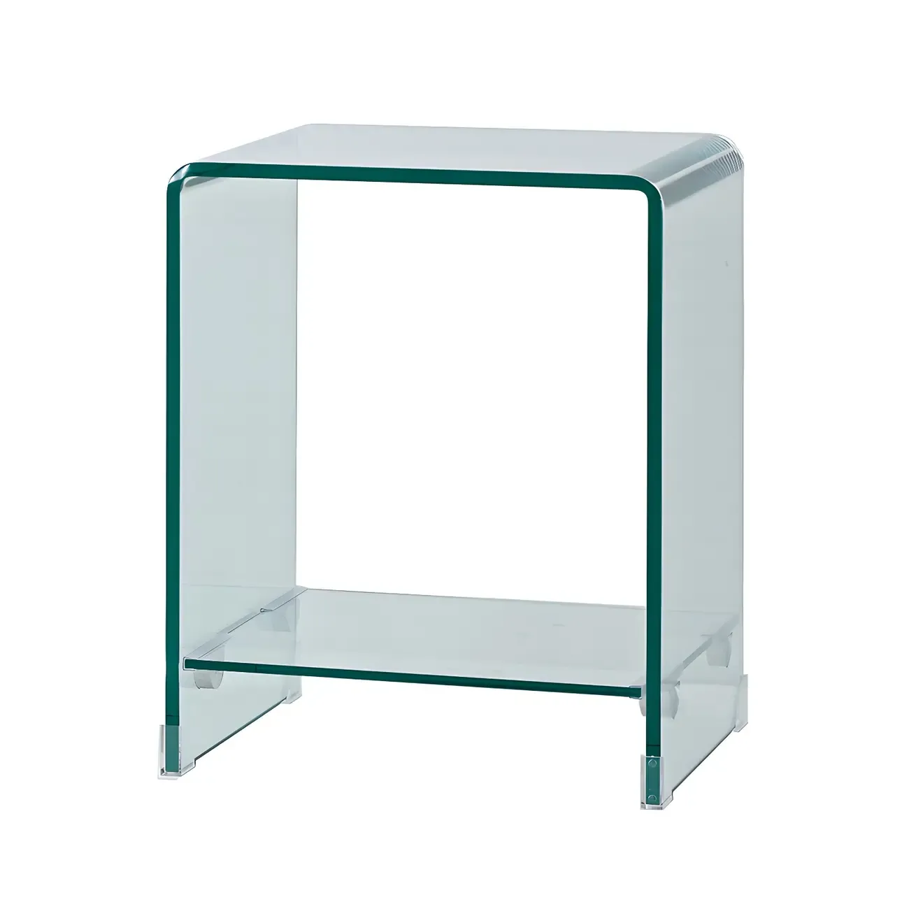 Stylish Clear Glass Nightstand with Open Shelf