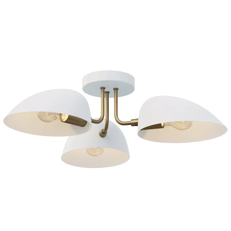 Nathan James Argo Semi Flush Ceiling Mount 3-Light Fixture with Retro Rounded Shade