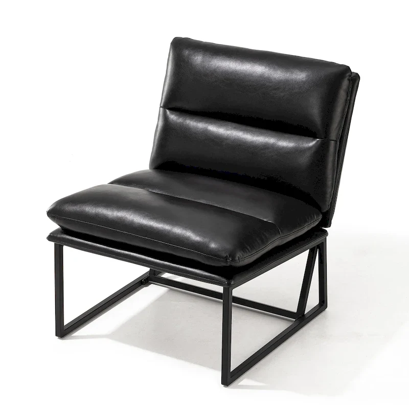 Glitzhome 30.25H Modern Soft PU Leather Armless Accent Chair