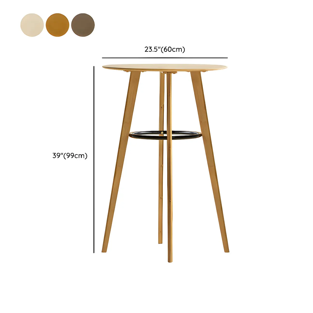 Counter Height Modern Bamboo Wood Round Bar Table
