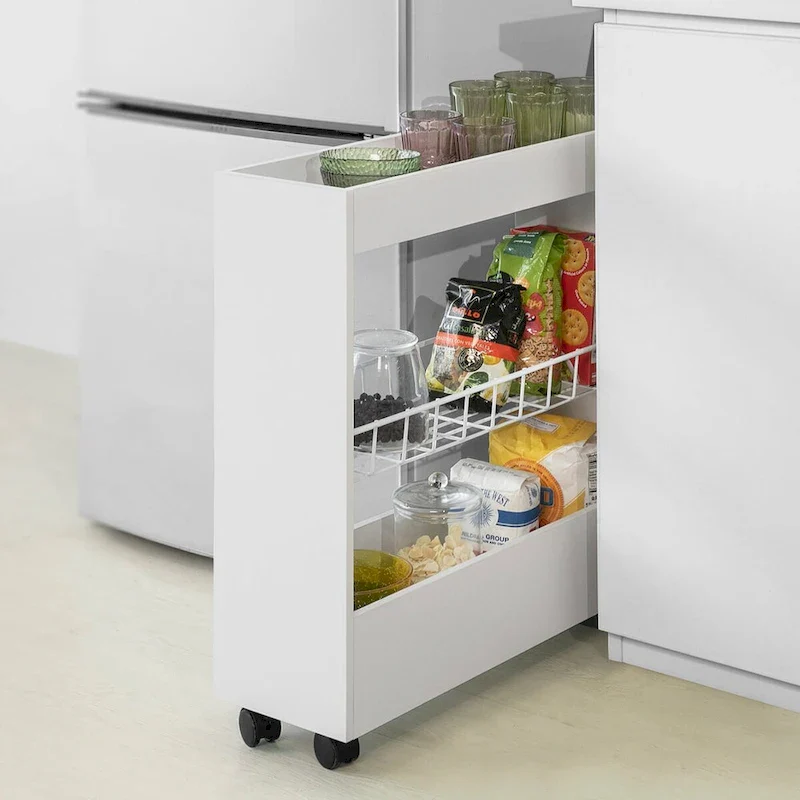 Haotian BZR46-W, Freestanding Bathroom Cabinet with 3-tier Shelf