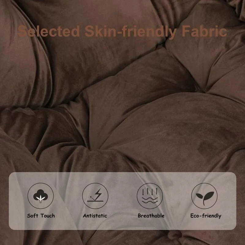 Modern Cotton Thick Padded Lazy Chair With Folding Ottoman