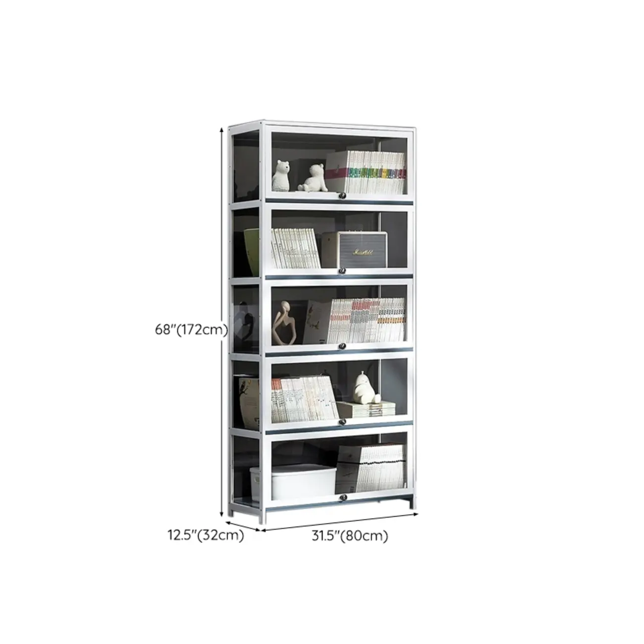 Modern White Bamboo Flip-Up Glass Display Cabinet