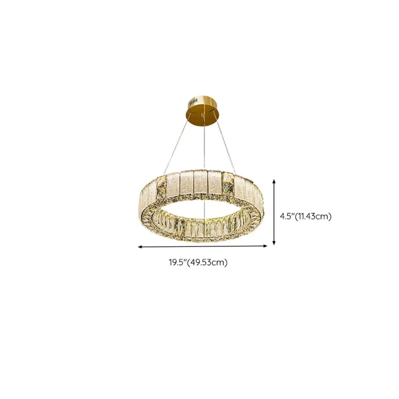 Gold Circular Crystal Linear Modern Chandelier Light