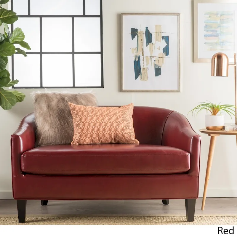 Faux Leather Loveseat 2-Seater - Red/Teal/Green