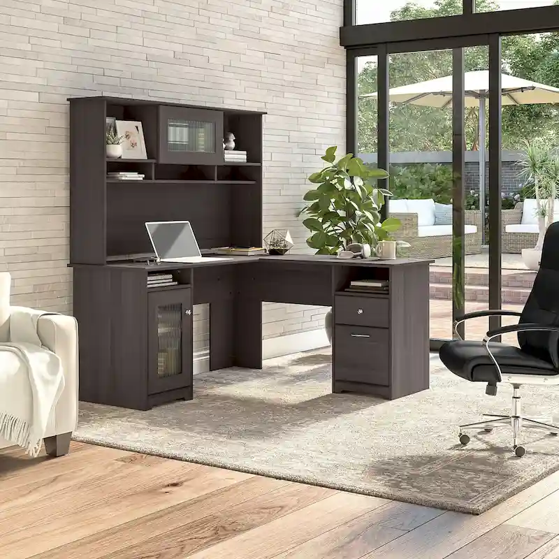 Cabot 60W L-Shaped Desk with Hutch and Storage by