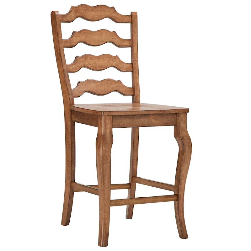French Ladder Back Counter Chair, Set of 2 – Oak / Sage Green / Black / Grey / Red / White / Denim Blue