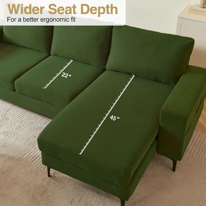 HOOOWOOO L-Shaped Upholstered Sofa Couch with Metal Legs