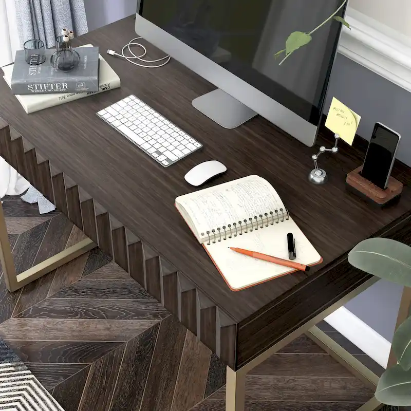 Modern 42-inch Metal Computer Desk with USB Ports
