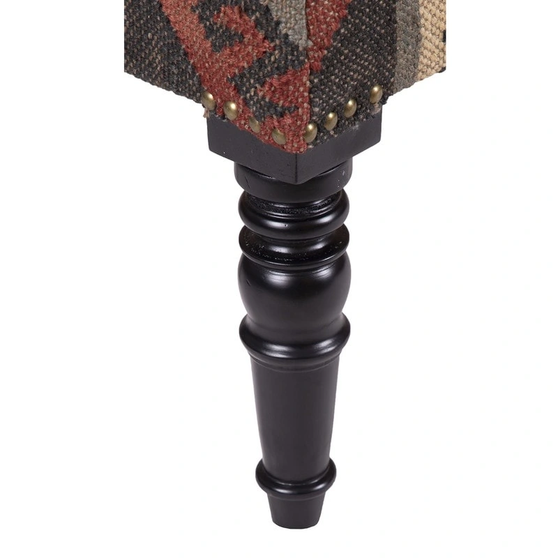 Handmade Kilim Upholstered Wooden Bench (India) - 48  L x 16  W x 18  H