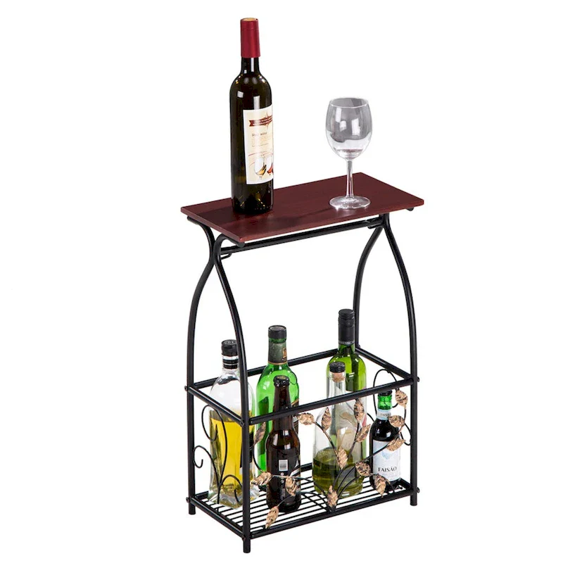 Black Metal Side Table with Storage Basket, 1-Person Use
