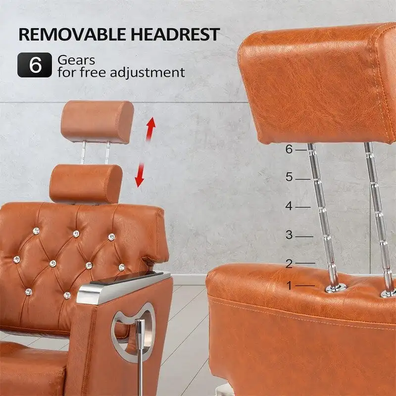 PVC Leather Reclining Salon Chair with Adjustable Headrest