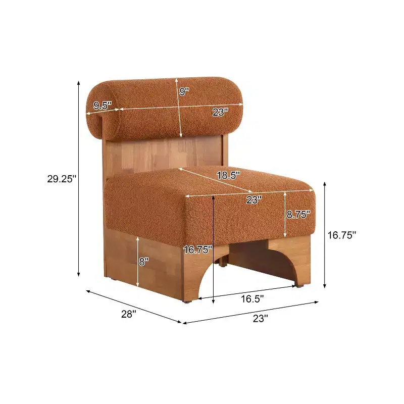 Vatros Modern Boucle Lounge Chair with Solid Wood Frame and Rolled Backrest