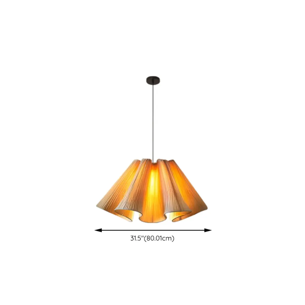 Modern Beige Fabric Pleated Adjustable Pendant Light