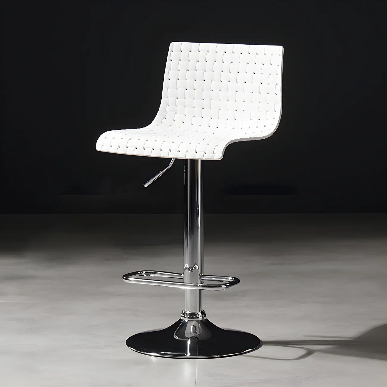 Modern Square Seat Plastic Rattan Adjustable Swivel Bar Stools