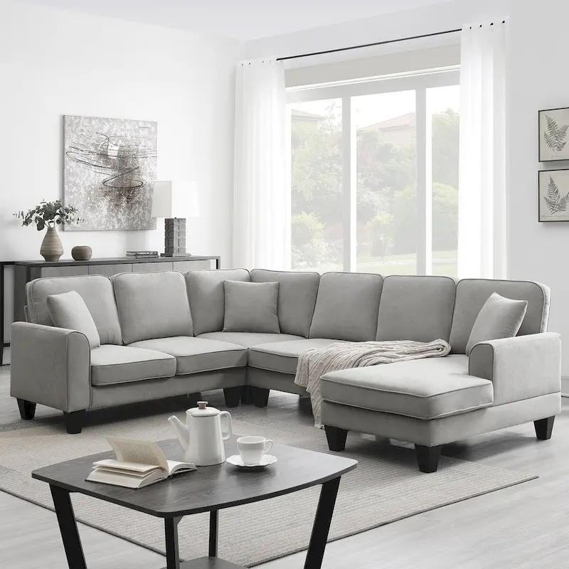 89*89 Oversized Velvet Modern Sectional Sofa,Large L Shaped Upholstered Indoor Furniture with Double Cushions