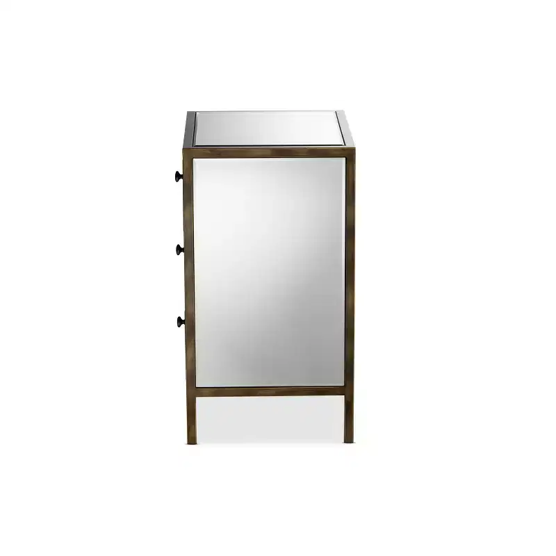 Nouria Mirrored 3 Drawer Nightstand