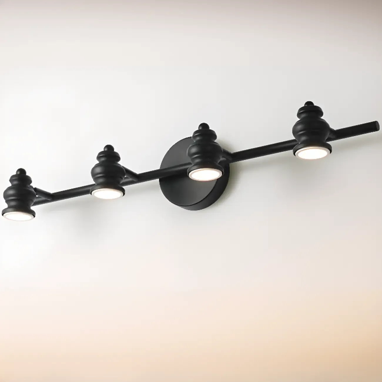 Large 4-Light Straight Metal Bathroom Vanity Lights