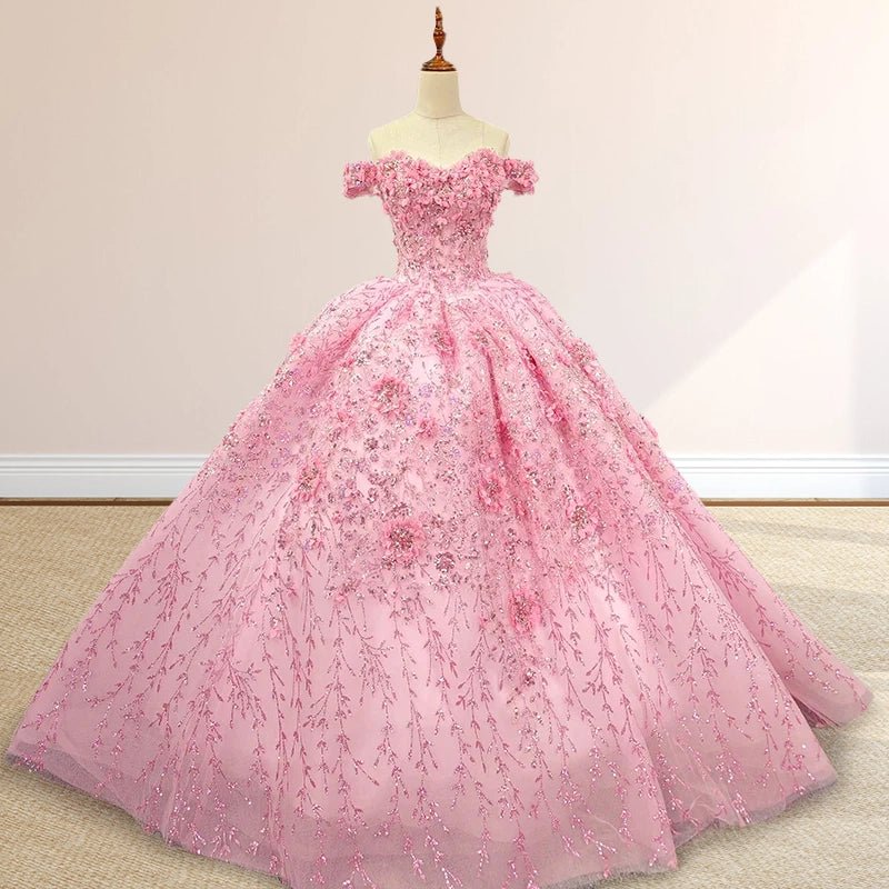 A Line Appliques Off the Shoulder Sweet Quinceanera Dresses with Beading