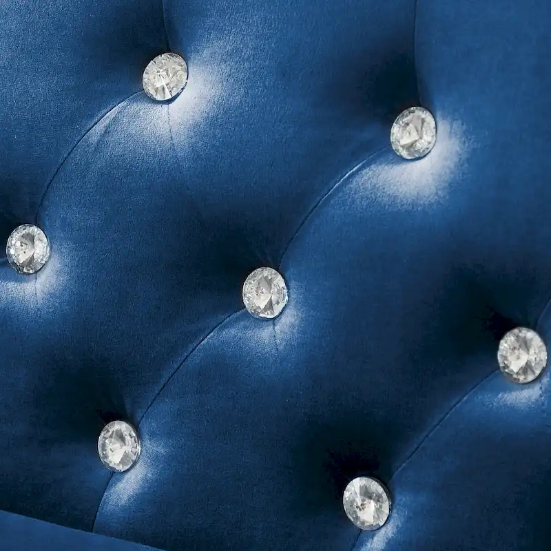 Square Arm Velvet Loveseat with Jeweled buttons and 2 Pillows