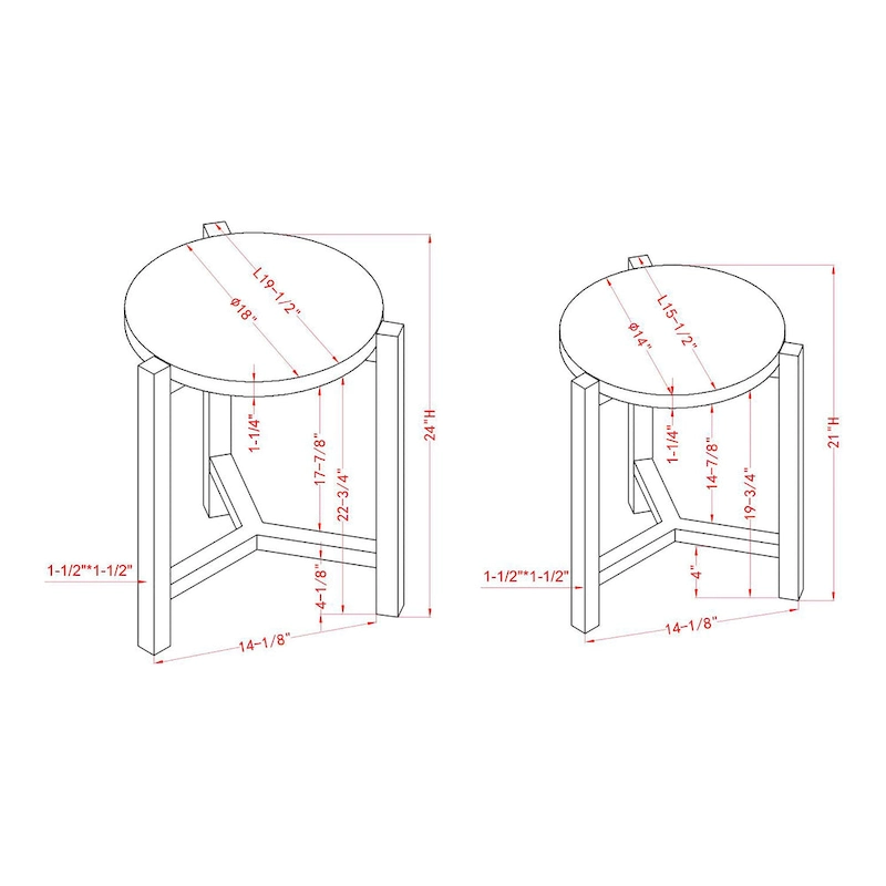 Bittar Transitional Brown Grey 20-inch Faux Marble Top Nesting Side Table by Furniture of America