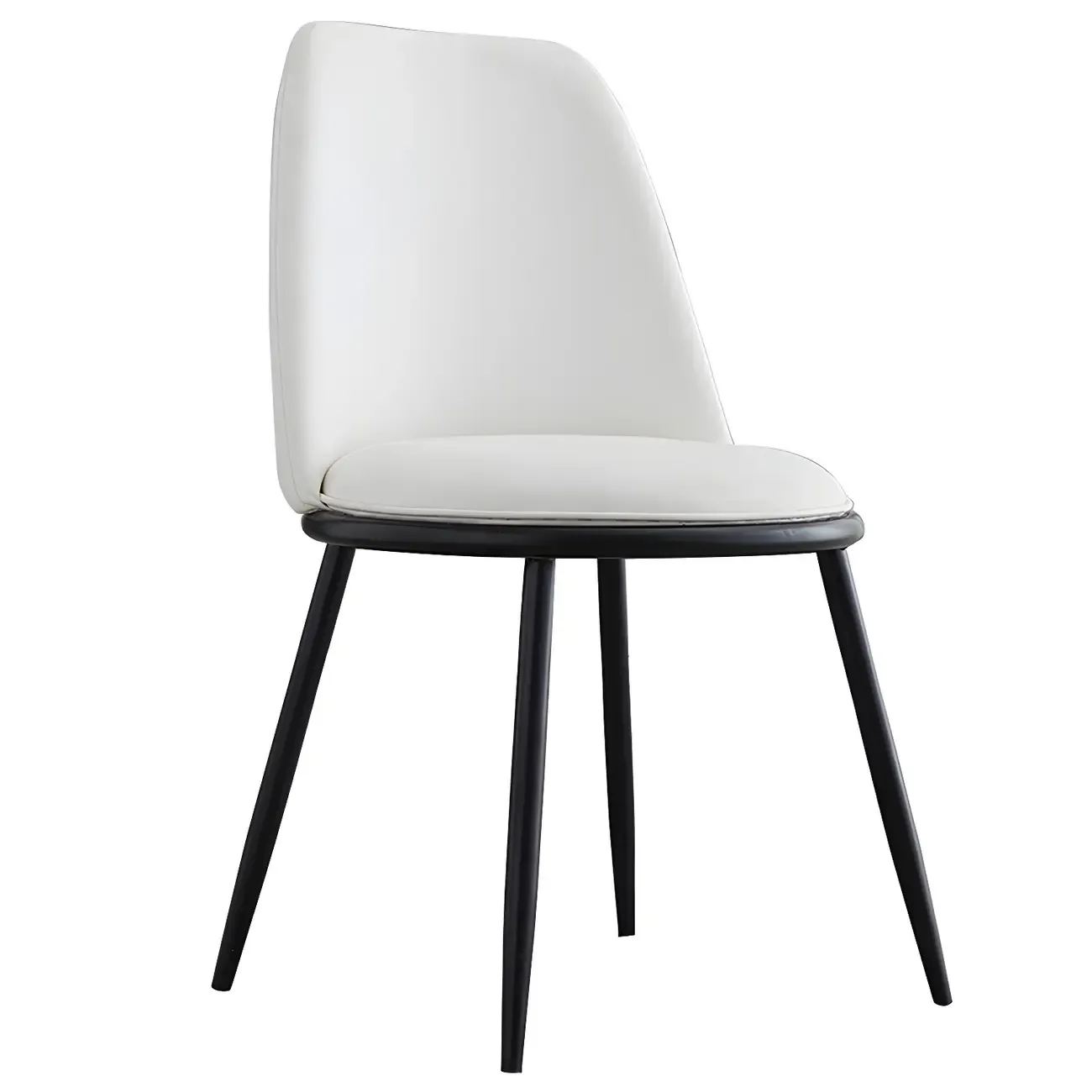 Glam Scandinavian Leather Armless Dining Chairs Metal Frame