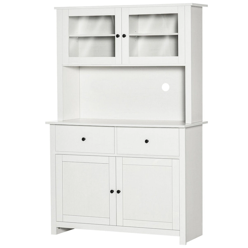 63.5  Kitchen Buffet w/ Hutch, 4 Shelves, Drawers, Framed Glass Doors