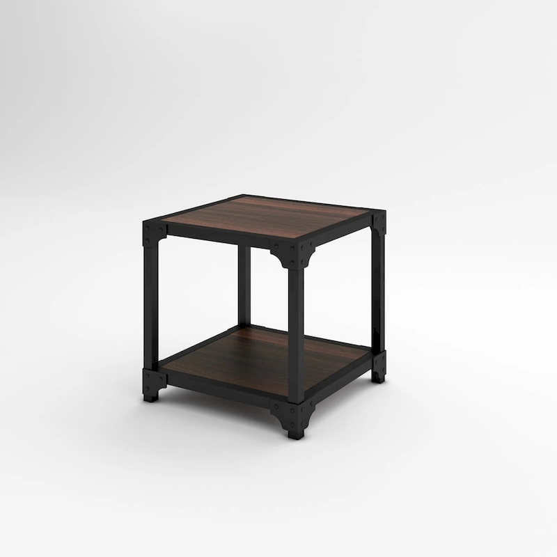 Davee Wood and Metal Square End Table with Shelf - 20x20x20