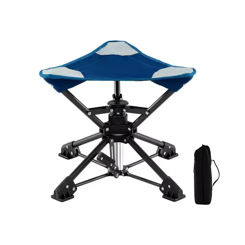 Gymax 1/2PC Foldable Lightweight 360 Degree Swivel Camping Stool w/ Durable Oxford Seat Carry Bag Camouflage/Blue+Black