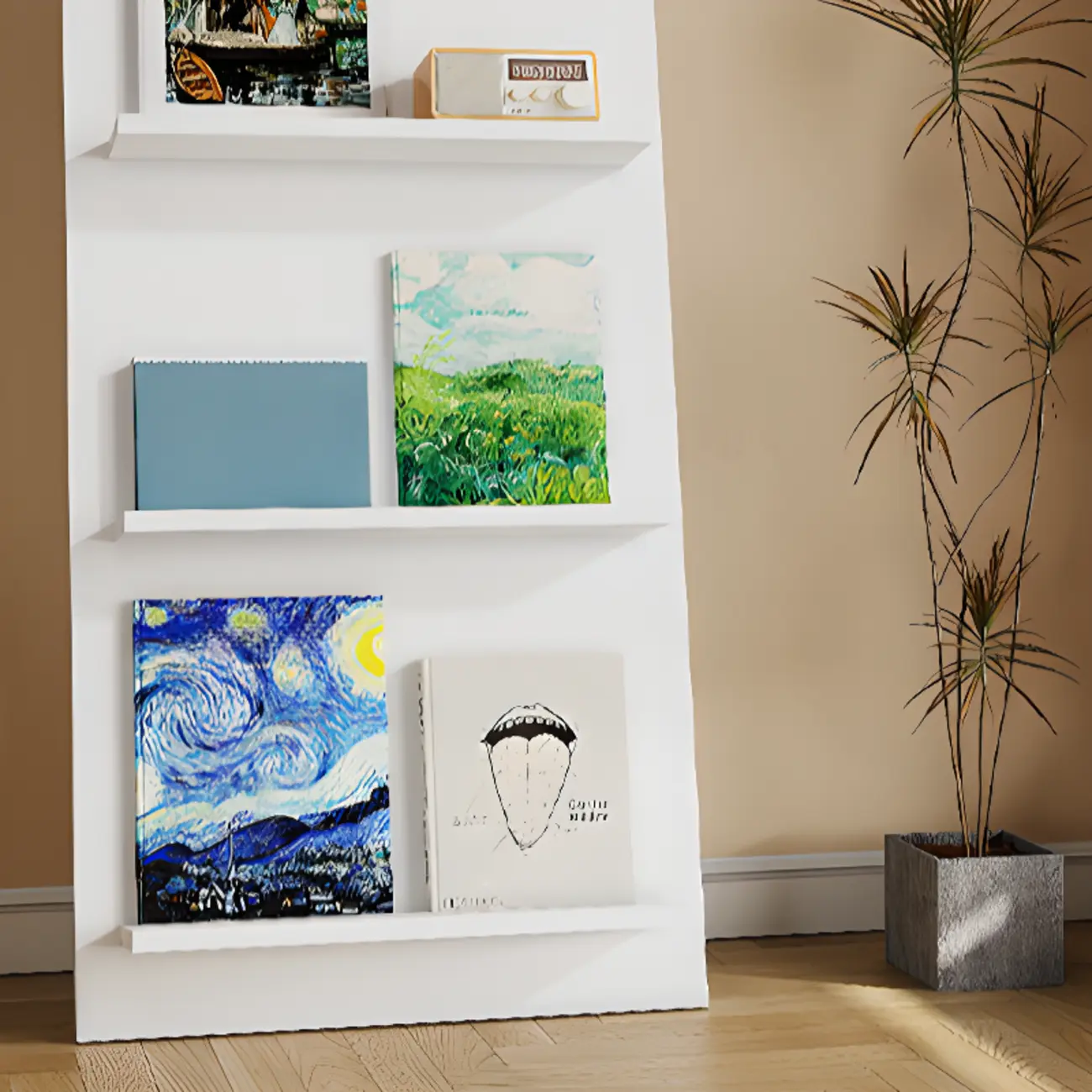 Scandinavian Solid Wood 4-Tier Ladder Bookcase