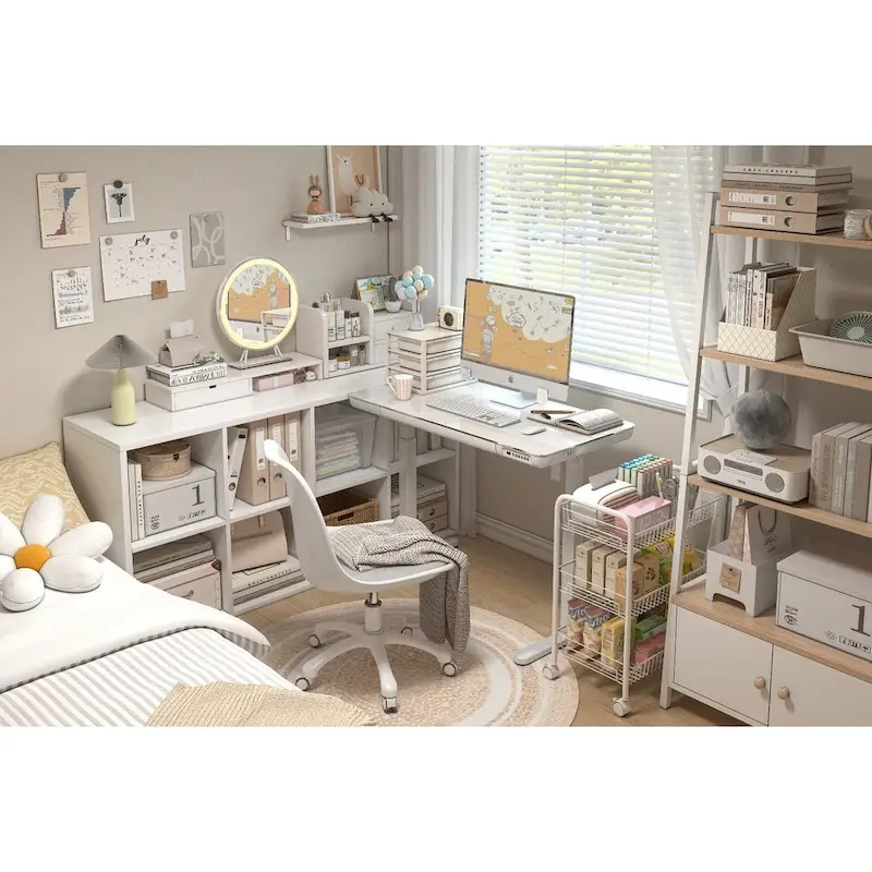 KOWO 48 Inch Glass Electric Standing Desk with Tempered Glass Top Adjustable Height Sit Stand Workstation for Modern Office