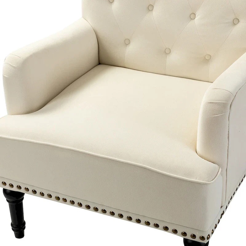 Velvet Button Tufted Accent Chair with Nailhead Trim