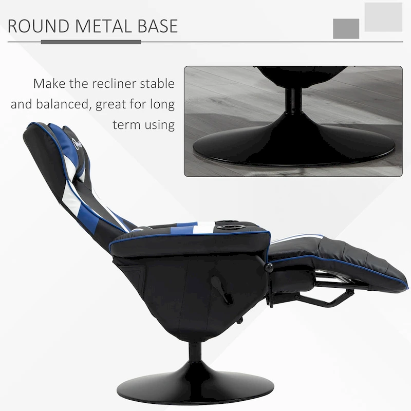 Vinsetto Race Video Game Chair with Reclining Backrest and Footrest, Headrest, and Cup Holder
