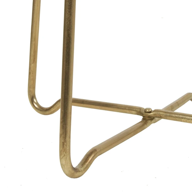 Gold Iron And Natural Wood Round Accent Table by East at Main