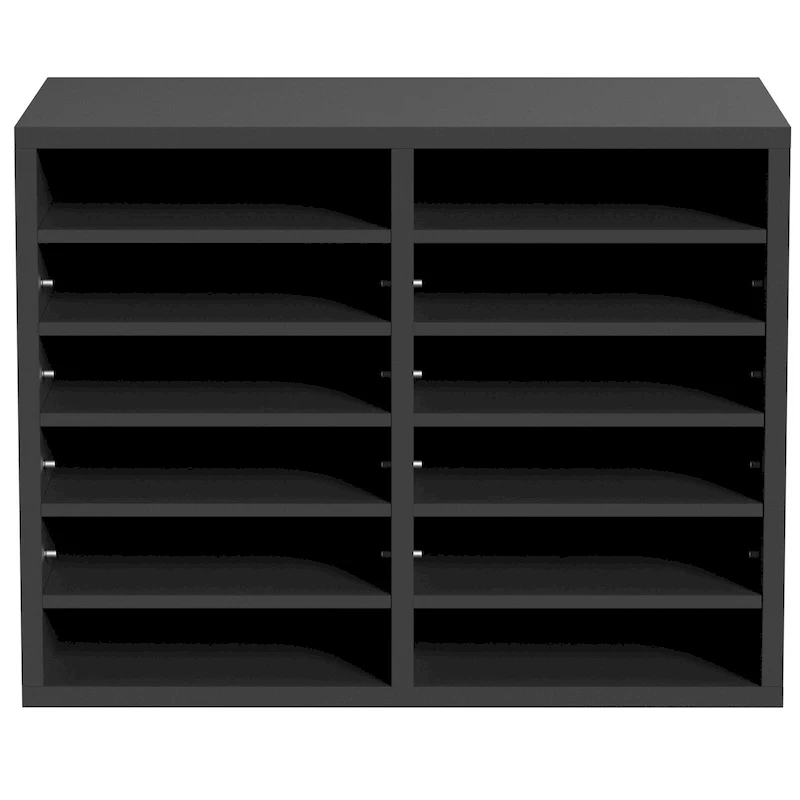 Grey/White/Vintage-Brown/Black 12-Compartment Desktop File Organizer