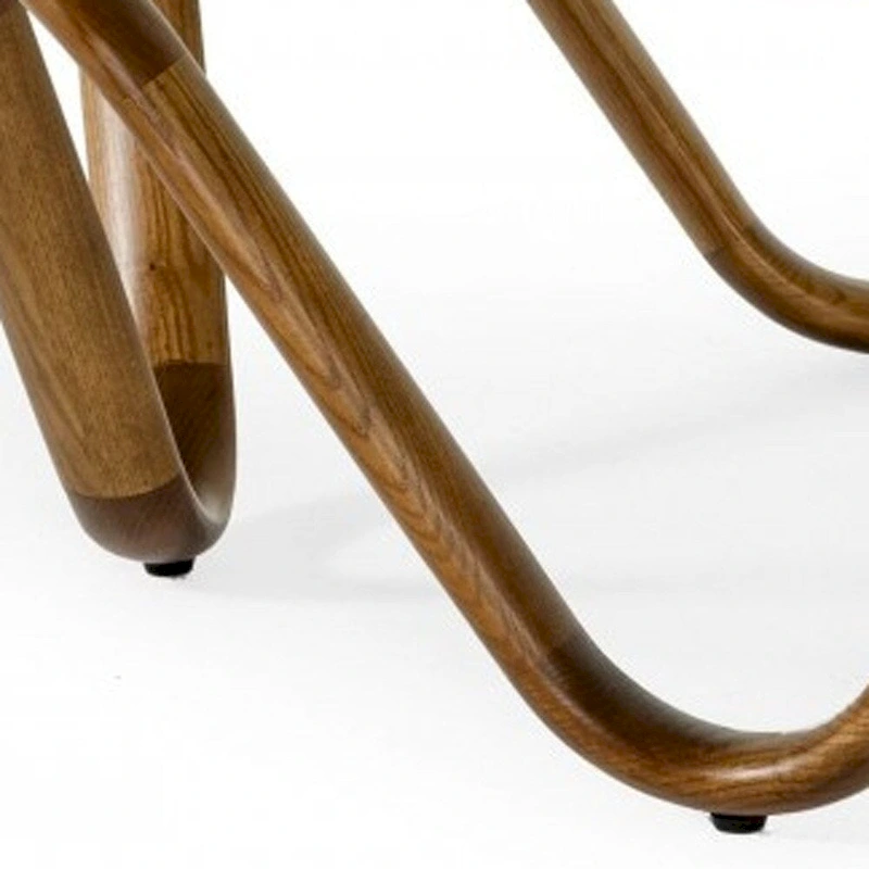 HomeRoots 45 Walnut And Clear Glass Abstract Wood Round Coffee Table - 45 x 45 x 15