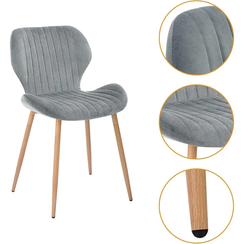 Modern Upholstered Dining Chairs with Metal Legs, Set of 2, Brown