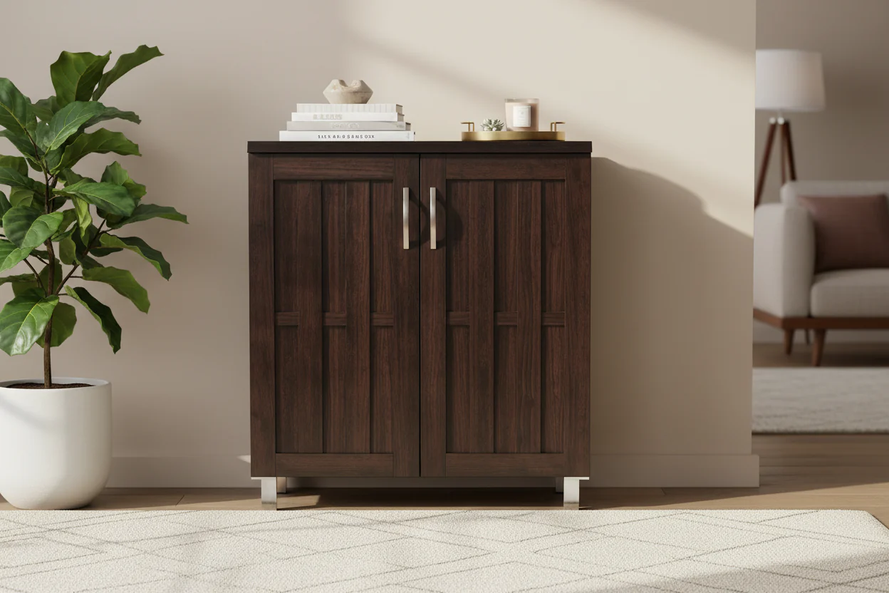 Modern and Contemporary Dark Brown Sideboard Storage Cabinet - 31.2 High x 15.6 Wide x 35.1 Deep