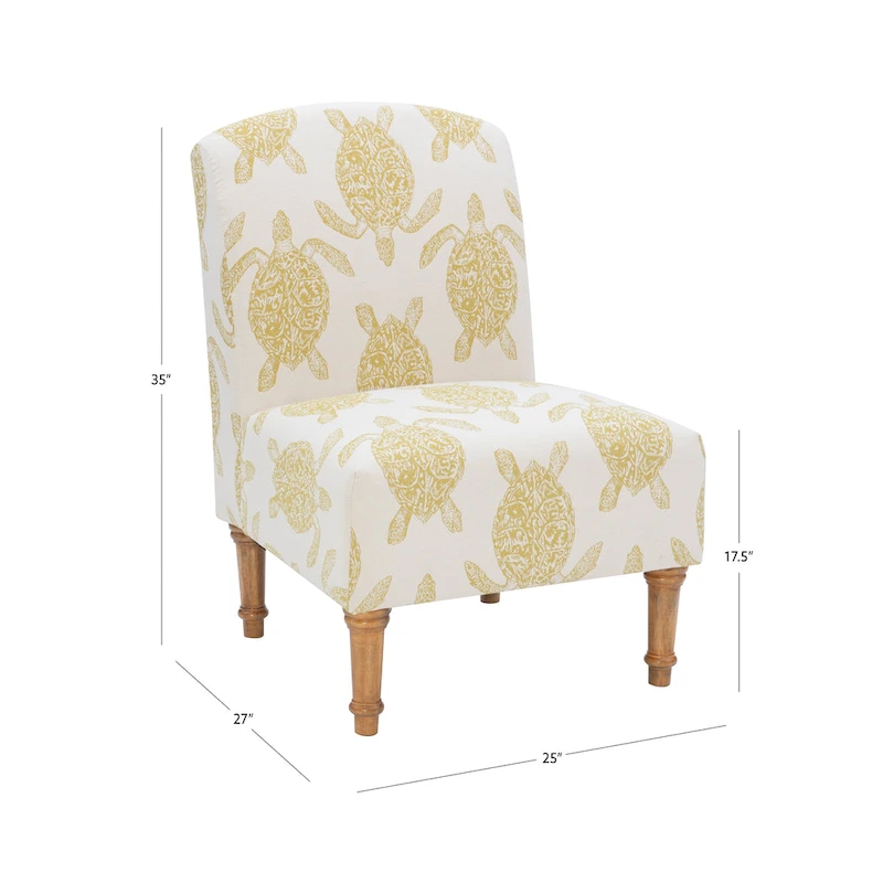 Terrapin Upholstered Turtle Pattern Accent Chair