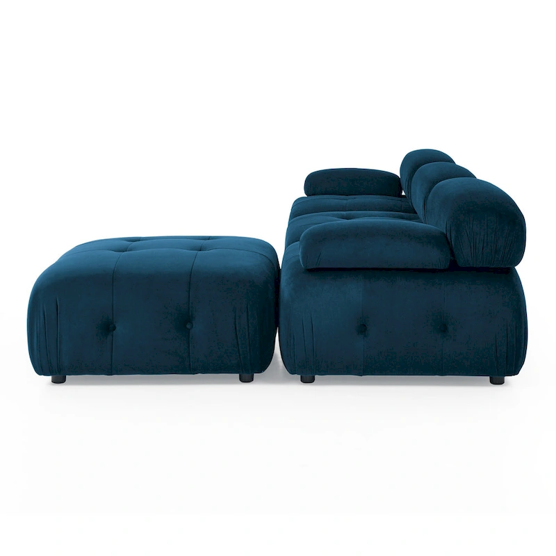 Blue 93 Modular L-Shaped 4-Seat Sectional Sofa with Reversible Ottoman