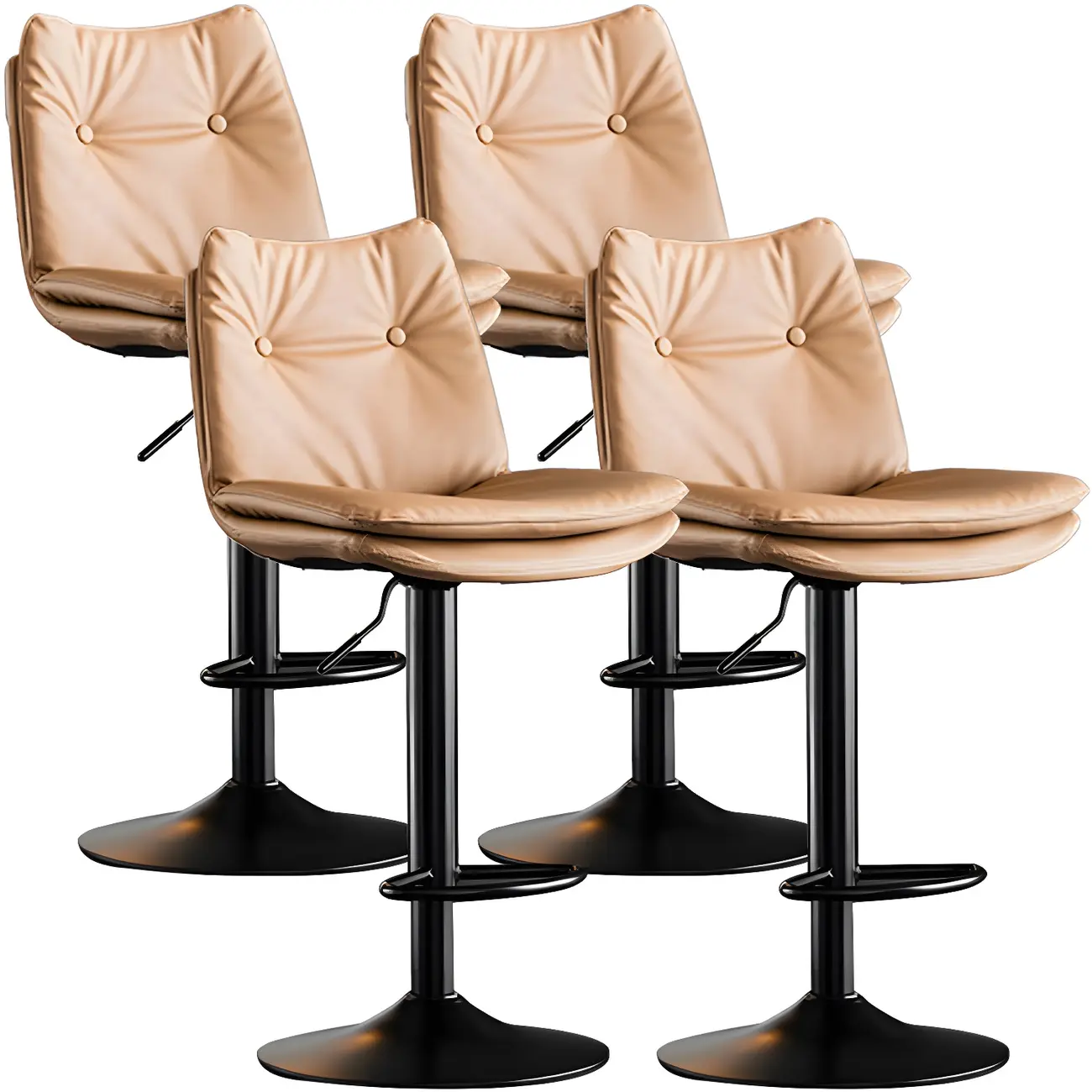Modern Adjustable Leather Swivel Bar Stools