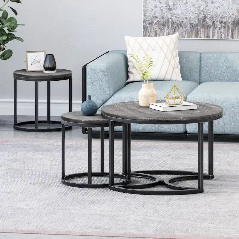 Gerrish Modern Industrial Coffee Table Set by Christopher Knight Home